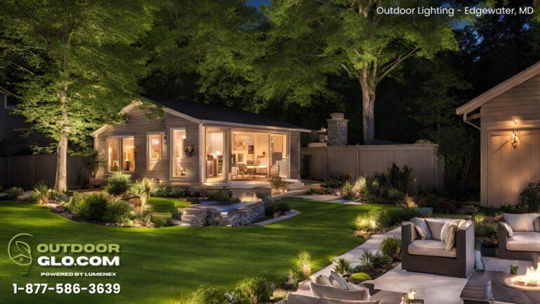 Backyard with outdoor lighting and patio lighting
