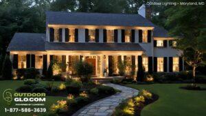 A home with a beautiful outdoor and pathway lighting